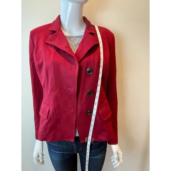 CAbi Womens Blazer Asymmetric Jacket 3175 Long Sleeve Single Breasted Red Size 4 - Picture 4 of 9